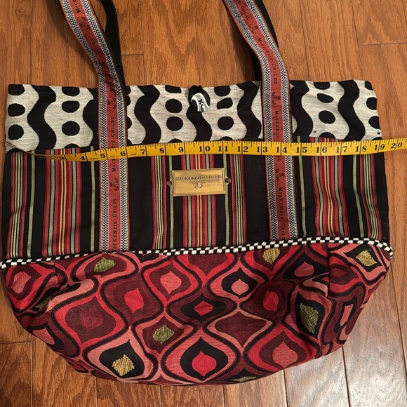 Mackenzie Childs PICK A POCKET TOTE BAG Signature Handles & Brass Plate - Picture 11 of 13